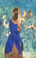 Artwork by Tan Thean Song, Woman and Bird, Made of Batik