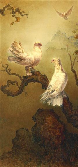 Doves by Lee Man Fong, circa 1960