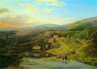 Italienische Landschaft - Edouard de Vigne