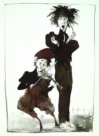 2 Bll.: Banjospieler. Musikantenpaar