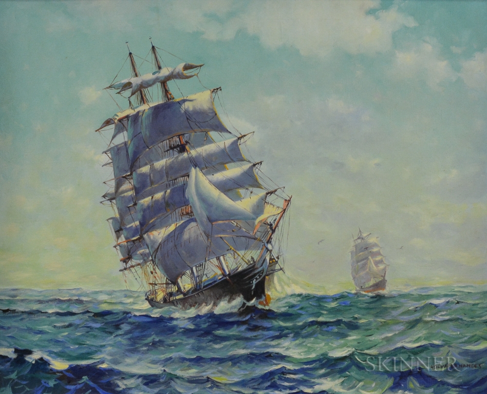 Clipper Ship at Sea by H. Silva Fernandes