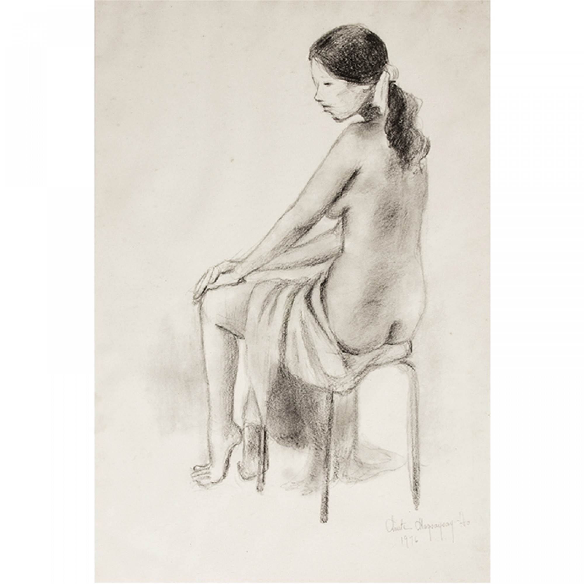 Artwork by Anita Magsaysay-Ho, Untitled (Seated Nude), Made of Offset Lithograph