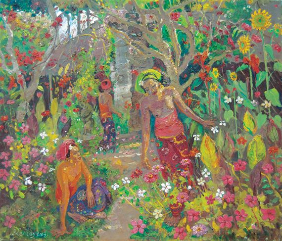 Women in the Garden by Adrien Jean Le Mayeur de Merprés