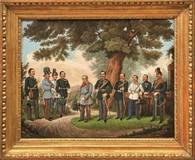 Artwork by Josef Gudetzky, Radetzky und seine Kommandeure in Monza im Jahr 1850, Made of oil on canvas