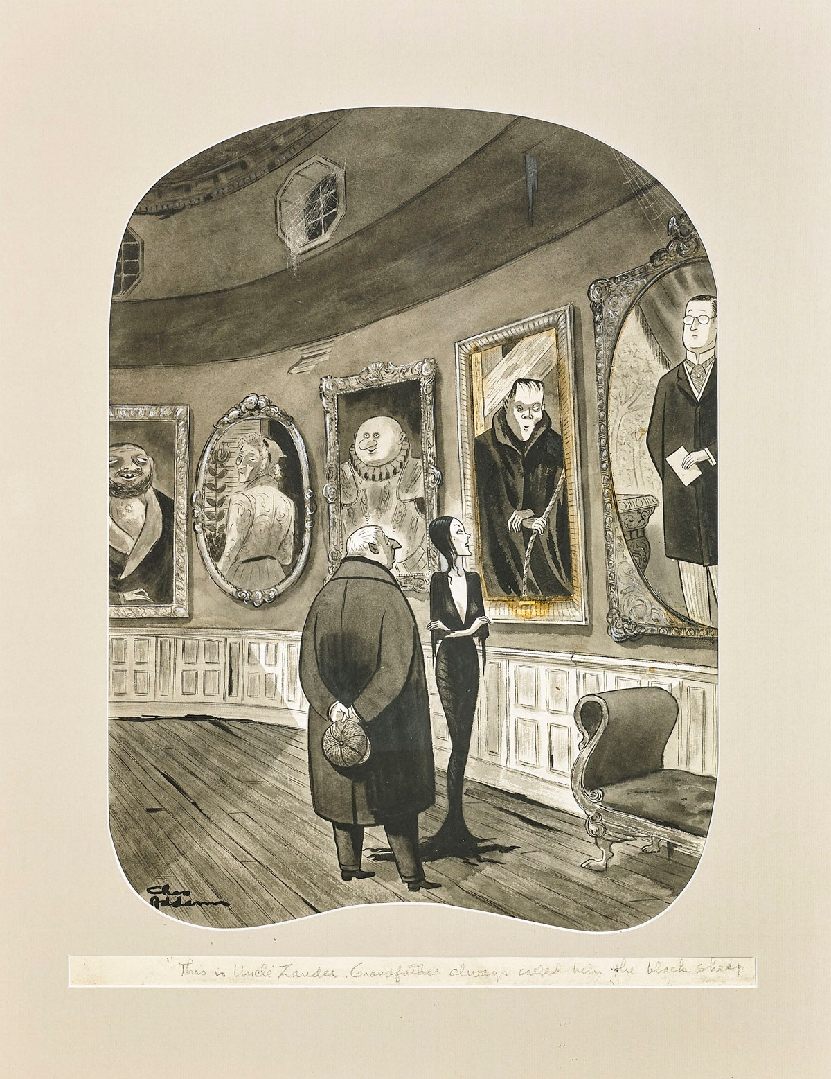 Artwork by Charles Addams, Addams family, Made of Ink, wash and gouache illustration on paper