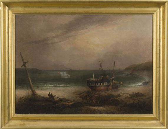THE WRECK OF THE FRANKLIN ON CHELSEA BEACH by Charles Hubbard, 1847