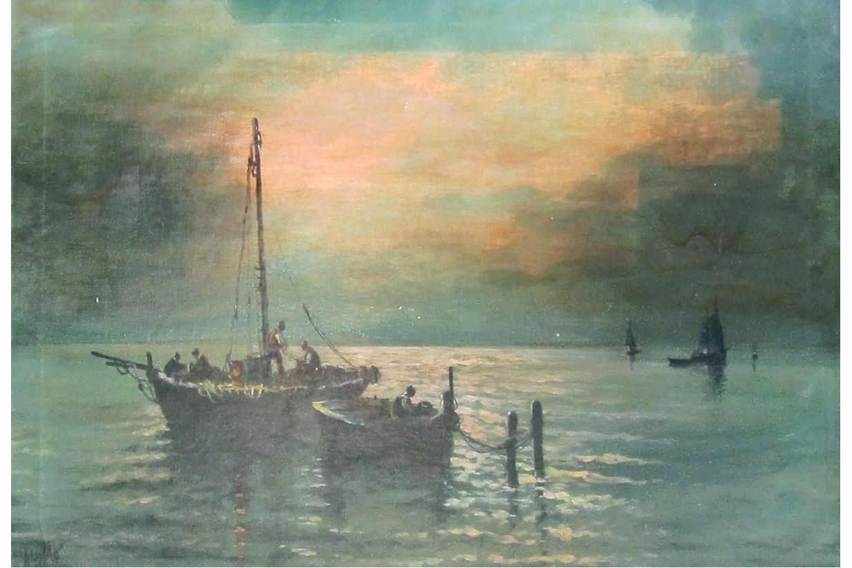 Artwork by A. Serra, Boats, Made of oil on canvas