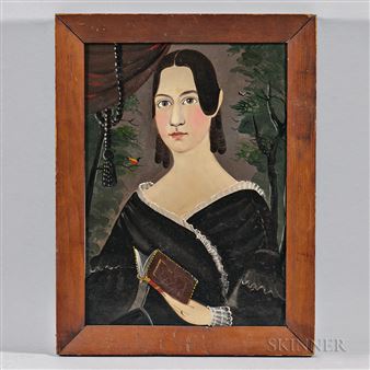 Portrait of a Young Woman with a Book and a Bird - Sturtevant J. Hamblin