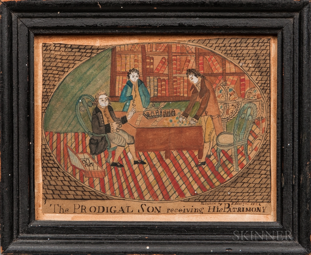 Artwork by E. Stounes, The Prodigal Son Receiving His Patrimony, Made of Watercolor on paper