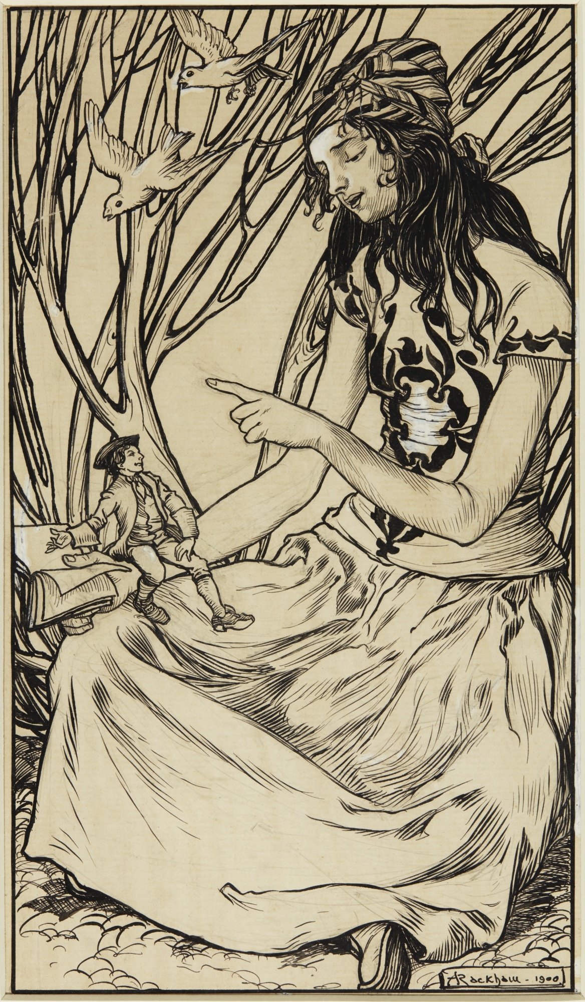 Arthur Rackham | Glumdalclitch Teaches Gulliver to Read (for Gulliver's ...