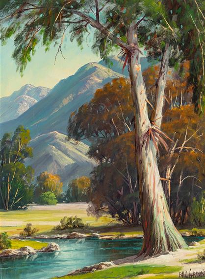 Quiet Pool, eucalyptus near a lake by Paul Grimm, 1951
