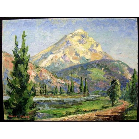 Two works: SNOW CAPPED MOUNTAIN; COASTAL VIEW by Aleen Aked