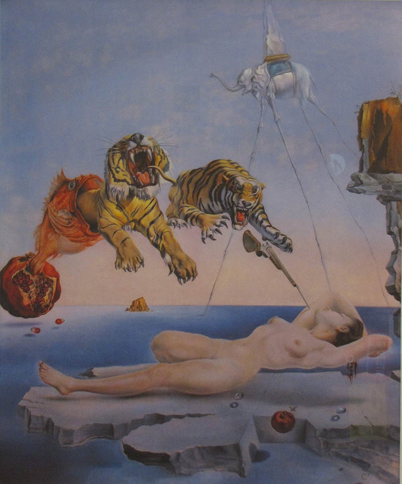 Artwork by Salvador Dalí, Dream Caused by the Flight of a Bee Around a Pomegranate a Second Before Awakening 2004, Made of Art Print