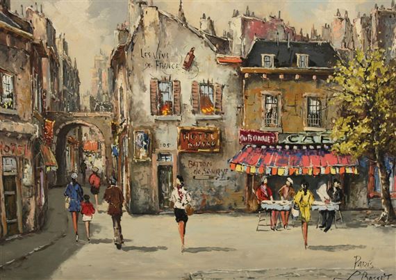 Basset Louis Paris Street Scene Painting th Century Mutualart