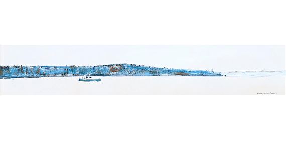 SYDNEY HARBOUR WITH FERRY by Fred Williams, 1973