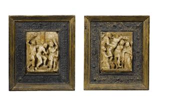 TWO RELIEFS WITH THE FLAGELLATION AND DEPOSITION - Isaac Tissenaken