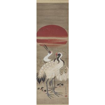 TWO CRANES AND RED SUN - Hokkyo Gyokuzan