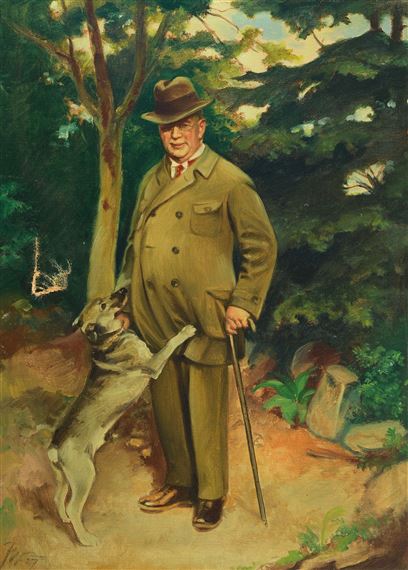 Self Portrait with Dog by Friedrich Wilhelm Meyer, 1927