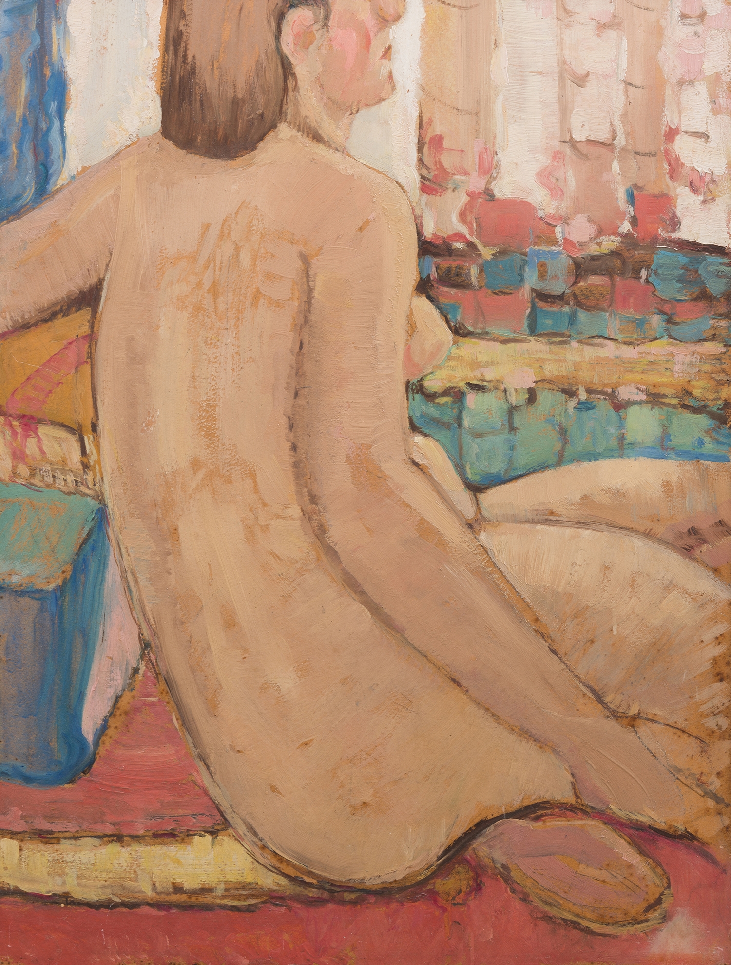 Artwork by Ralph Balson, Seated Nude, Made of Oil on board