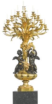 LOUIS-AUGUSTE-ALFRED BEURDELEY, 1808-1882"WAR AND PEACE", A LARGE PAIR OF GILT AND PATINATED BRONZE NINETEEN-LIGHT CANDELABRÉSPARIS, THIRD QUARTER 19TH CENTURY | - Louis-Auguste-Alfred Beurdeley