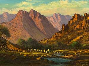 Mountain Landscape with River - Johan Greeff