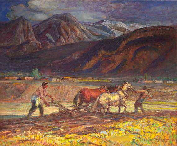 Taos Field of Workers by Oscar E. Berninghaus