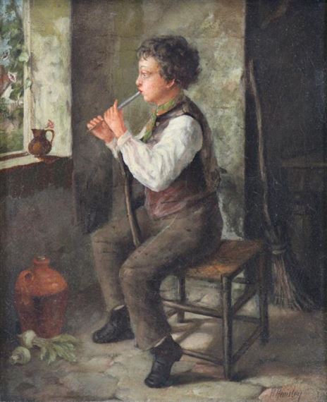 Boy Playing the Flute by William Hemsley