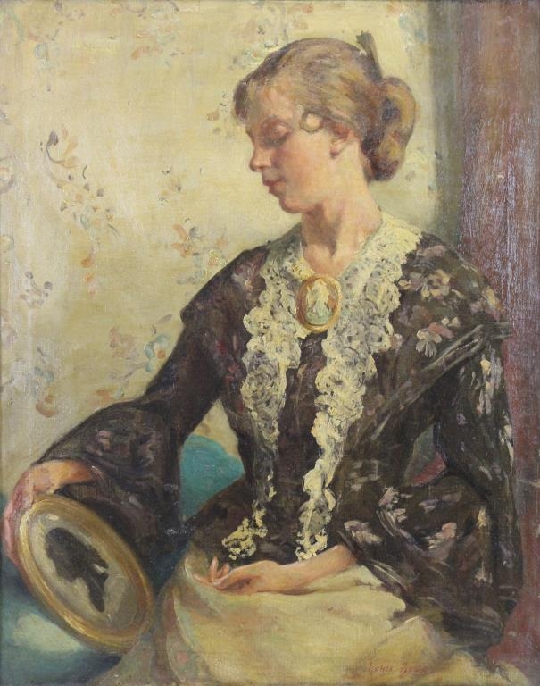 Artwork by Louis Betts, Beauty with a Silhouette Portrait, Made of Oil on canvas