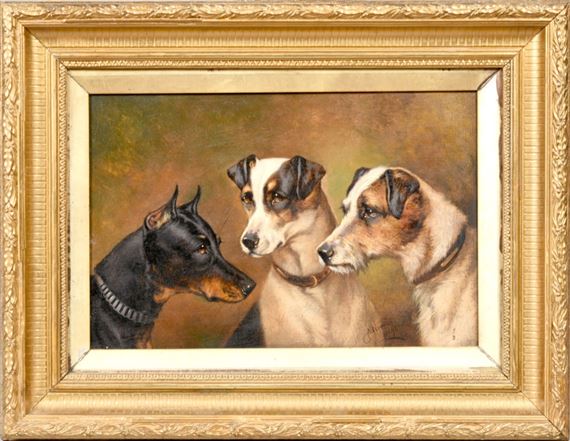 Two Terriers and a Pinscher by Alfred Wheeler, 1896