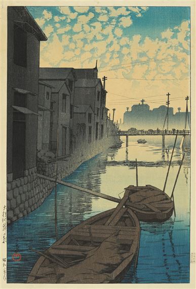 Daikon-gashi no asa (Morning on the Daikon Wharf) by Hasui Kawase, 1927