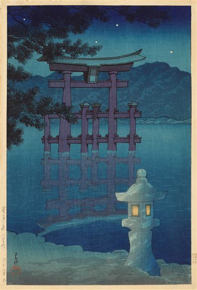 Hoshizukiyo Miyajima (Starlit Night at Miyajima) by Hasui Kawase, 1928