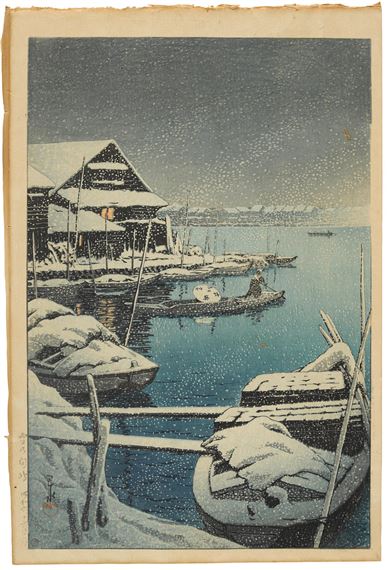 3 Works: Yuki no Mukojima (Snow at Mukojima) by Hasui Kawase, 1931