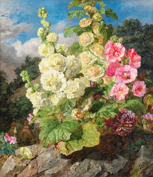 Hollyhocks by Martha Darlay Mutrie