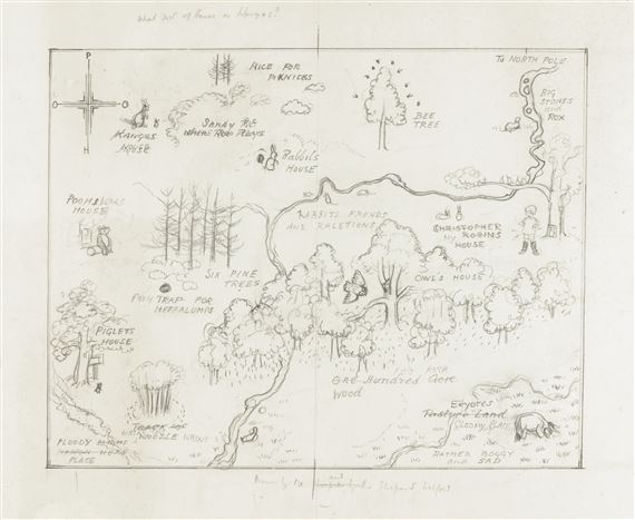 Ernest Howard Shepard | Preparatory sketch-map for endpapers of Winnie ...