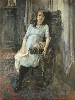 Portrait of a seated young lady, Miss Yvonne Stewart Bernard - Kate Elizabeth Olver