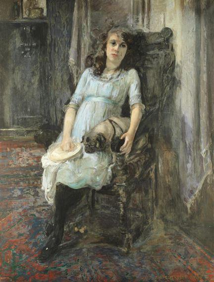 Portrait of a seated young lady, Miss Yvonne Stewart Bernard by Kate Elizabeth Olver