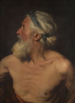 Half Length Portrait of a Man, probably a Study for Saint Jerome - Pierre Subleyras