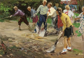 Young Pioneers on a Sabotnik - Vladimir Federovitch Tchekhlov