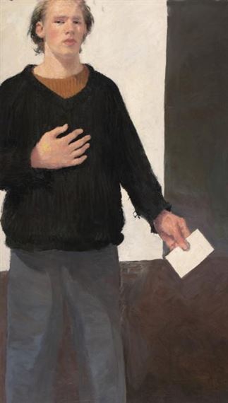 Self Portrait with Letter by Robert Lenkiewicz, 1957
