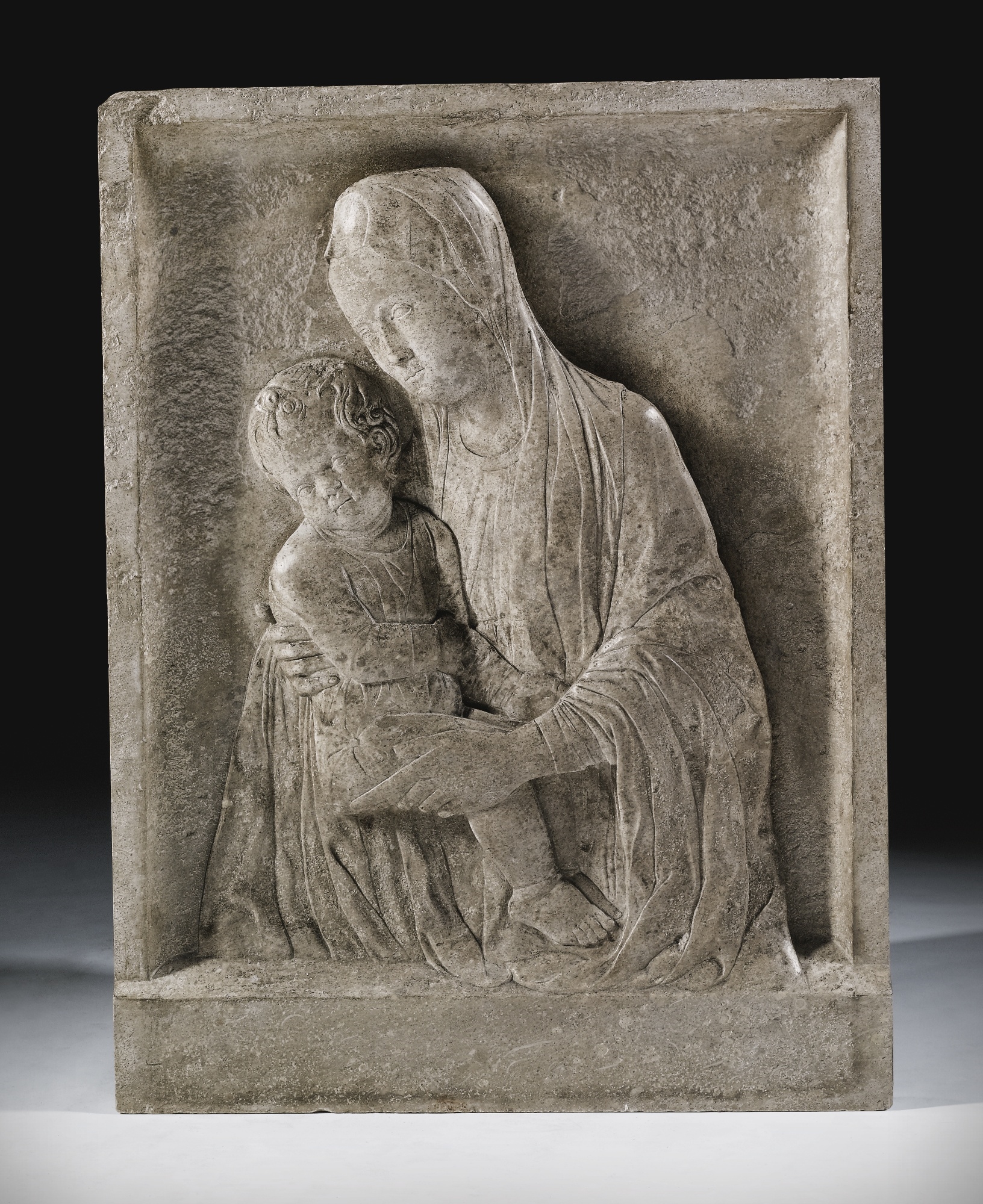 Artwork by Antonio Rizzo, Relief with the Virgin and Child, Made of Pietra di Nanto