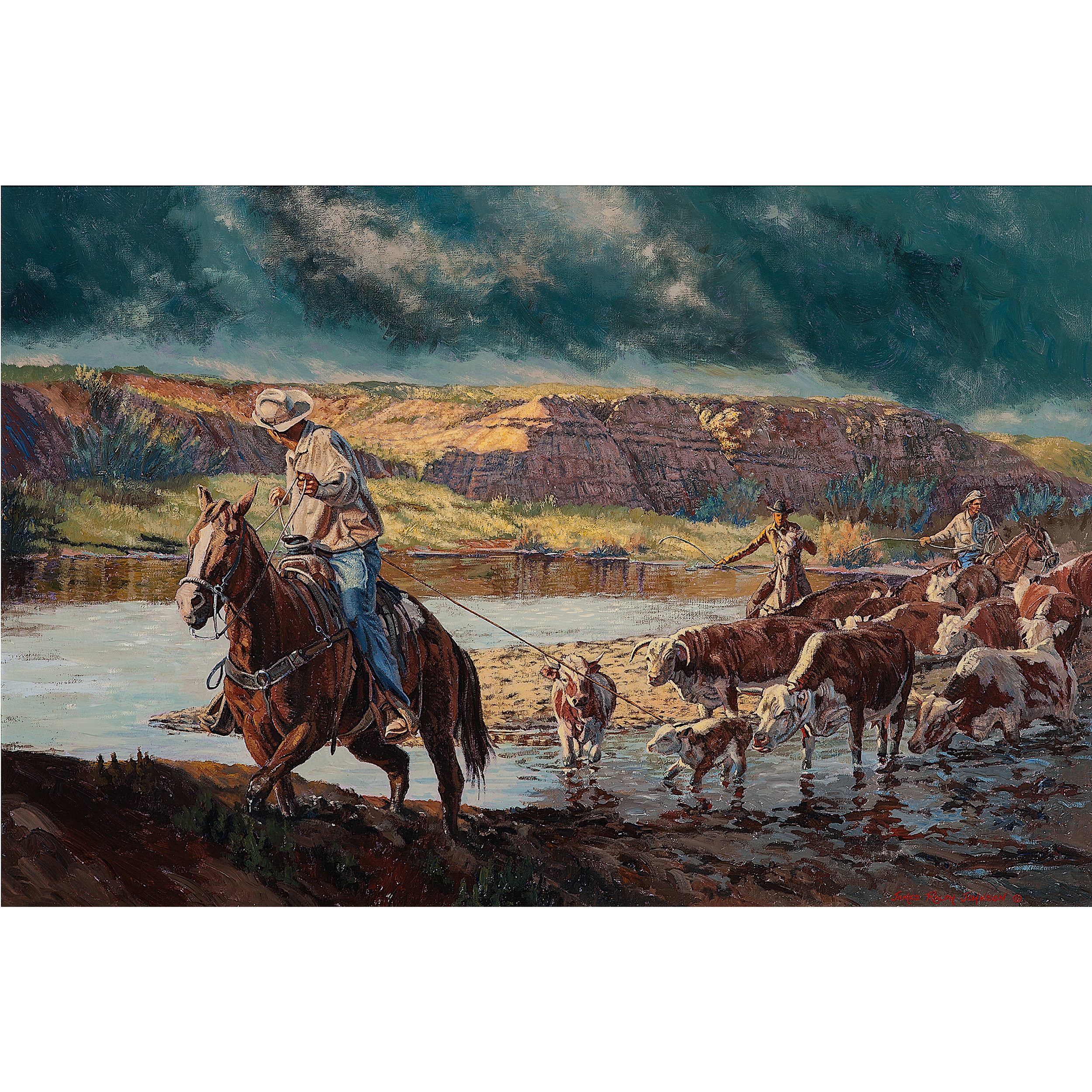 James Ralph Johnson | Coaxing the Herd | MutualArt