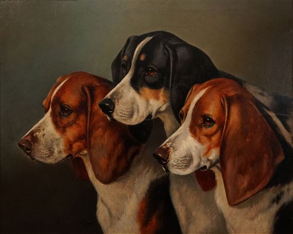 Three Hunting Hounds by Alfred Wheeler, 1902