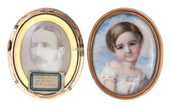 A portrait miniature of a young child, wearing a white dress. - Annie Dixon