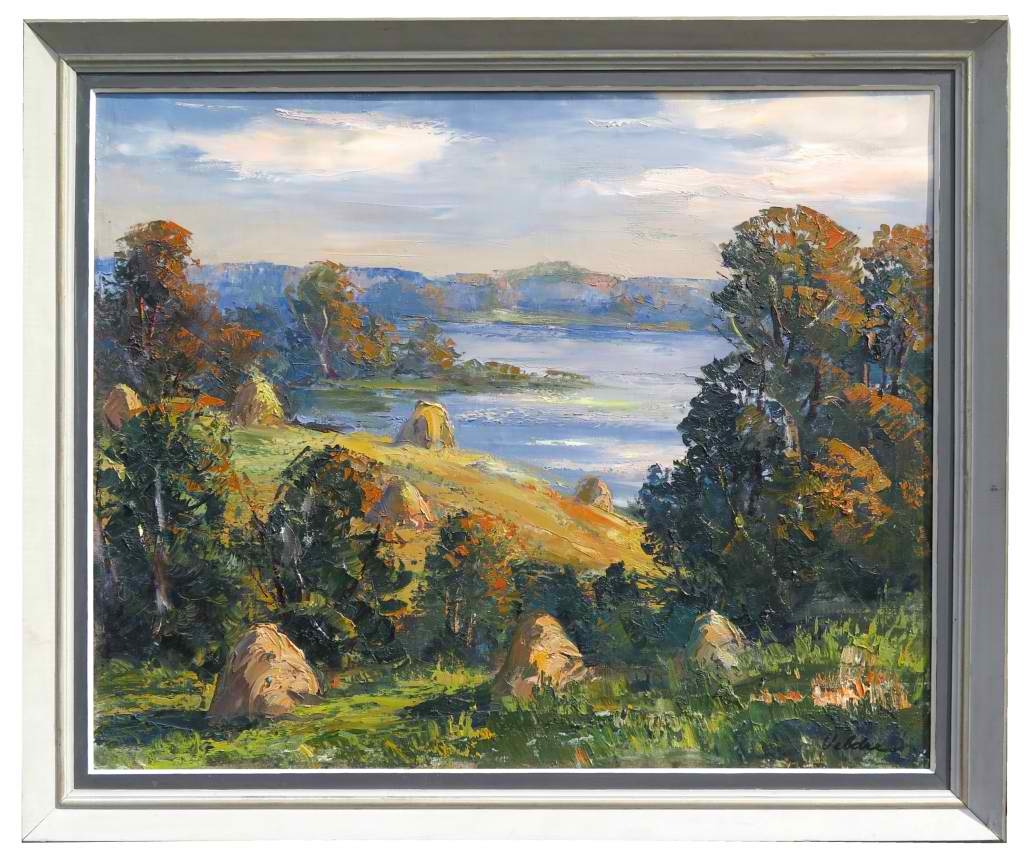 Artwork by Harijs Veldre, Daugava river at Koknese, Made of oil on canvas