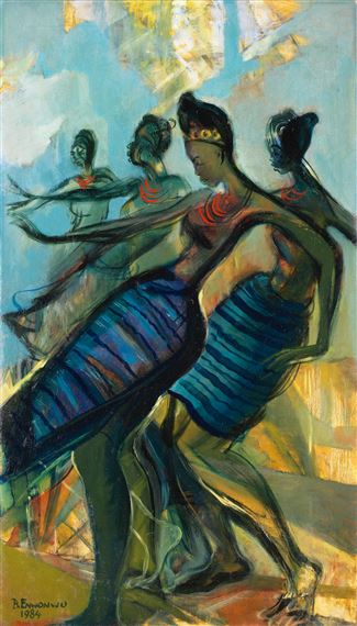 Obitun Dancers by Ben Enwonwu, 1984
