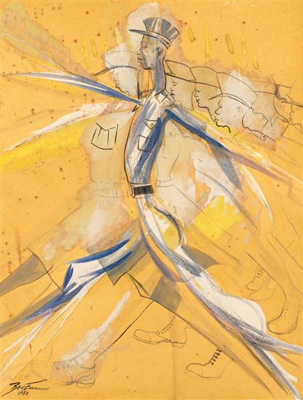 Study of a policeman marching