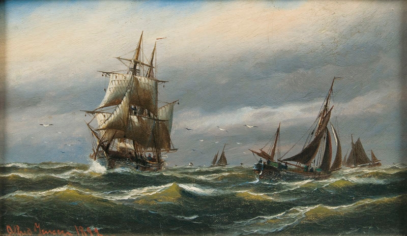 Ships on Sea by Alfred Jensen, 1892