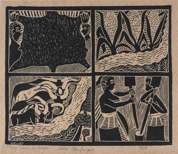 Value of Water by John Ndevasia Muafangejo, 1972