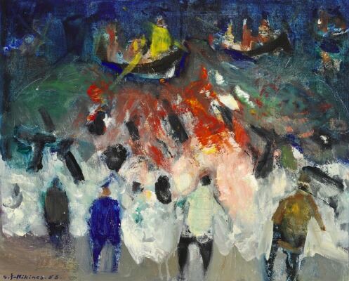 Whale Killing Scene by Sámal Elias Frederik Joensen-Mikines, 1958