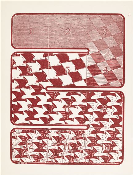 12 WORKS: REGULAR DIVISION OF THE PLANE (B./K./L./W. 416-21) by Maurits Cornelis Escher, 1958